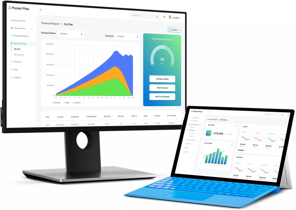 Pocket plan desktop my retirement and net worth reports